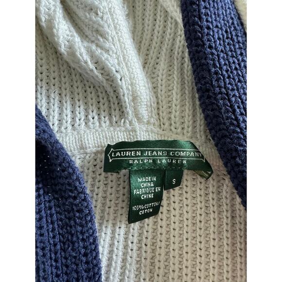 White and blue knitted‎ RALPH LAUREN sweater with hood small/medium - Picture 3 of 4